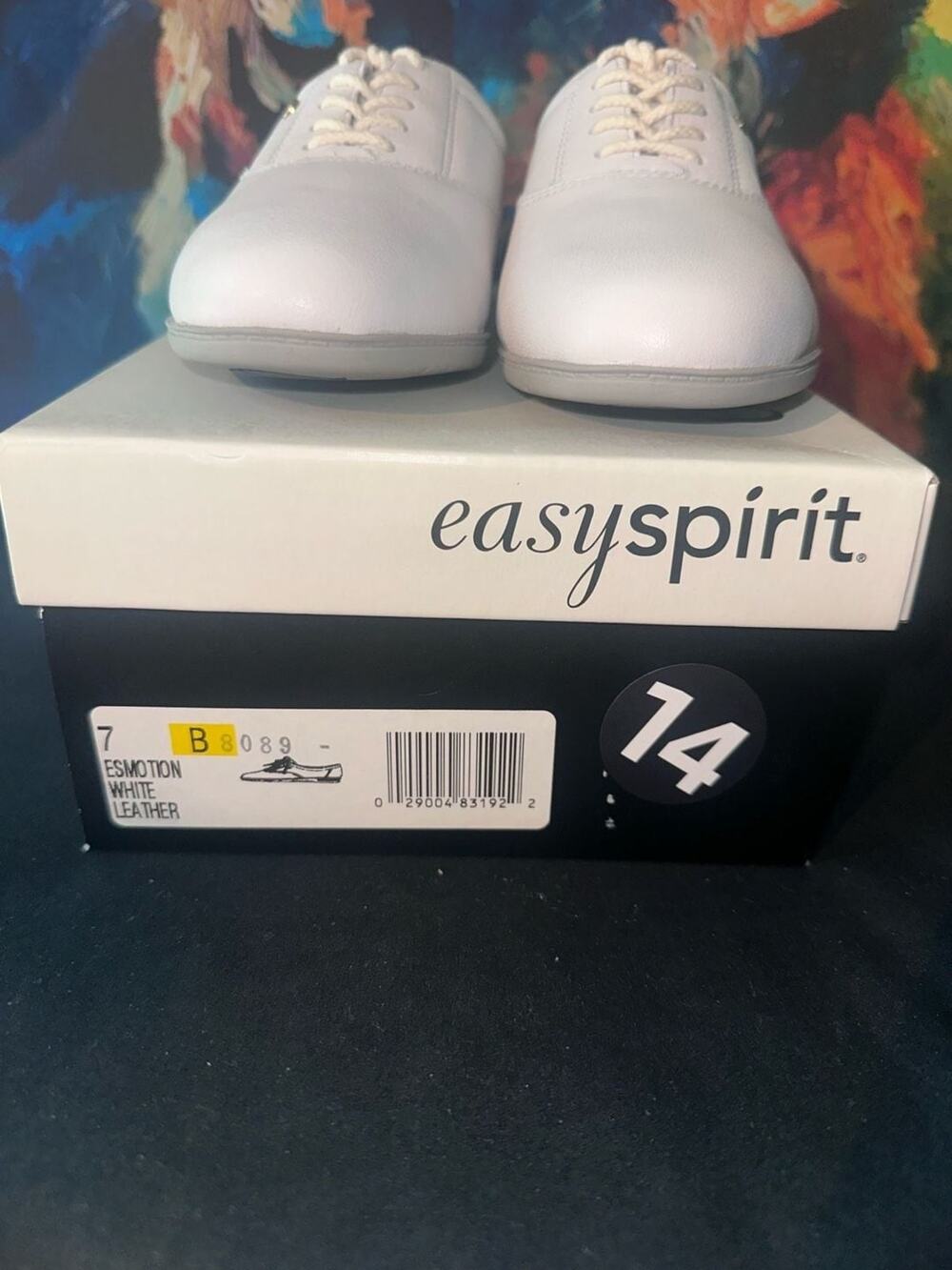 No.14 Easy Spirit Esmotion White Leather Lace-Up Walking Shoes Size 7